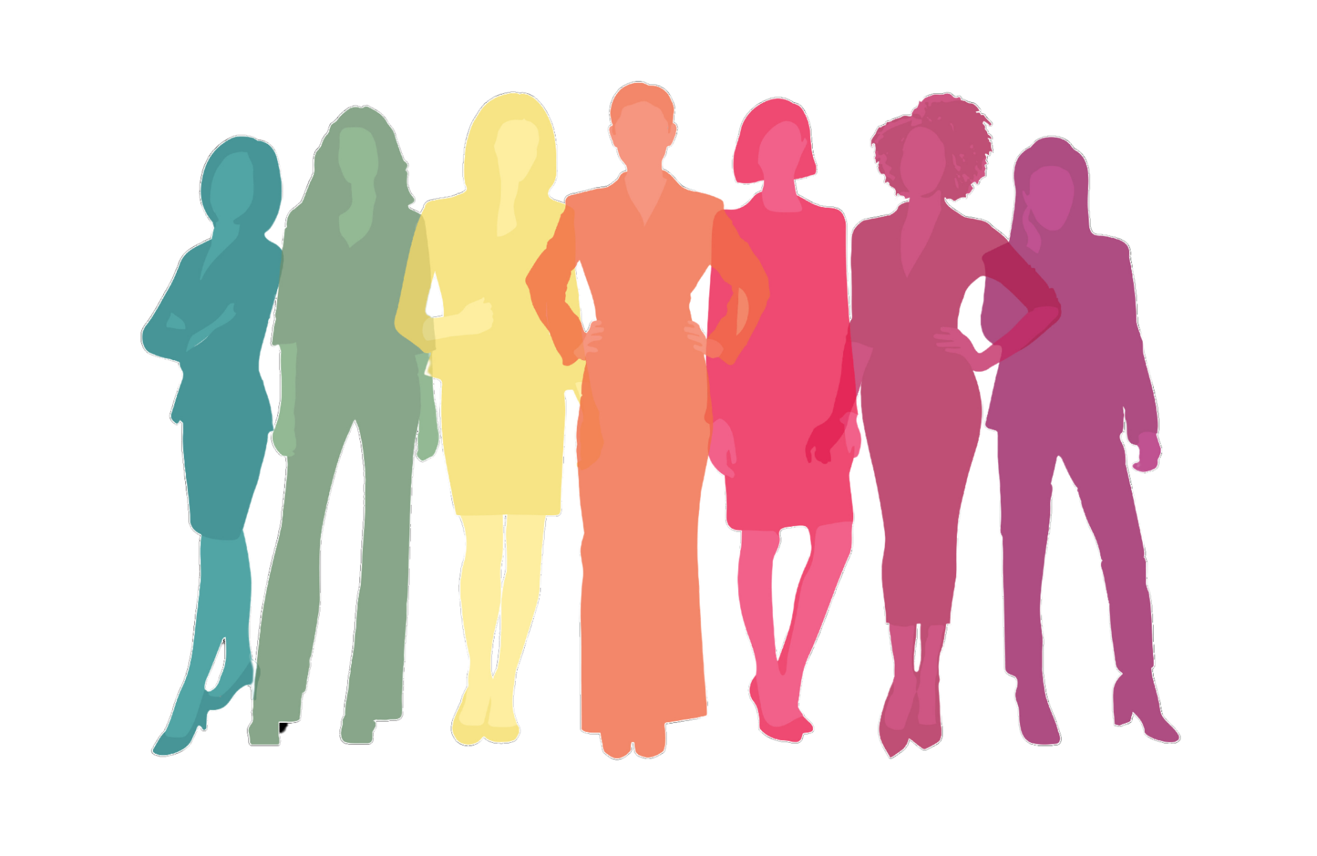 rainbow silhouette of women